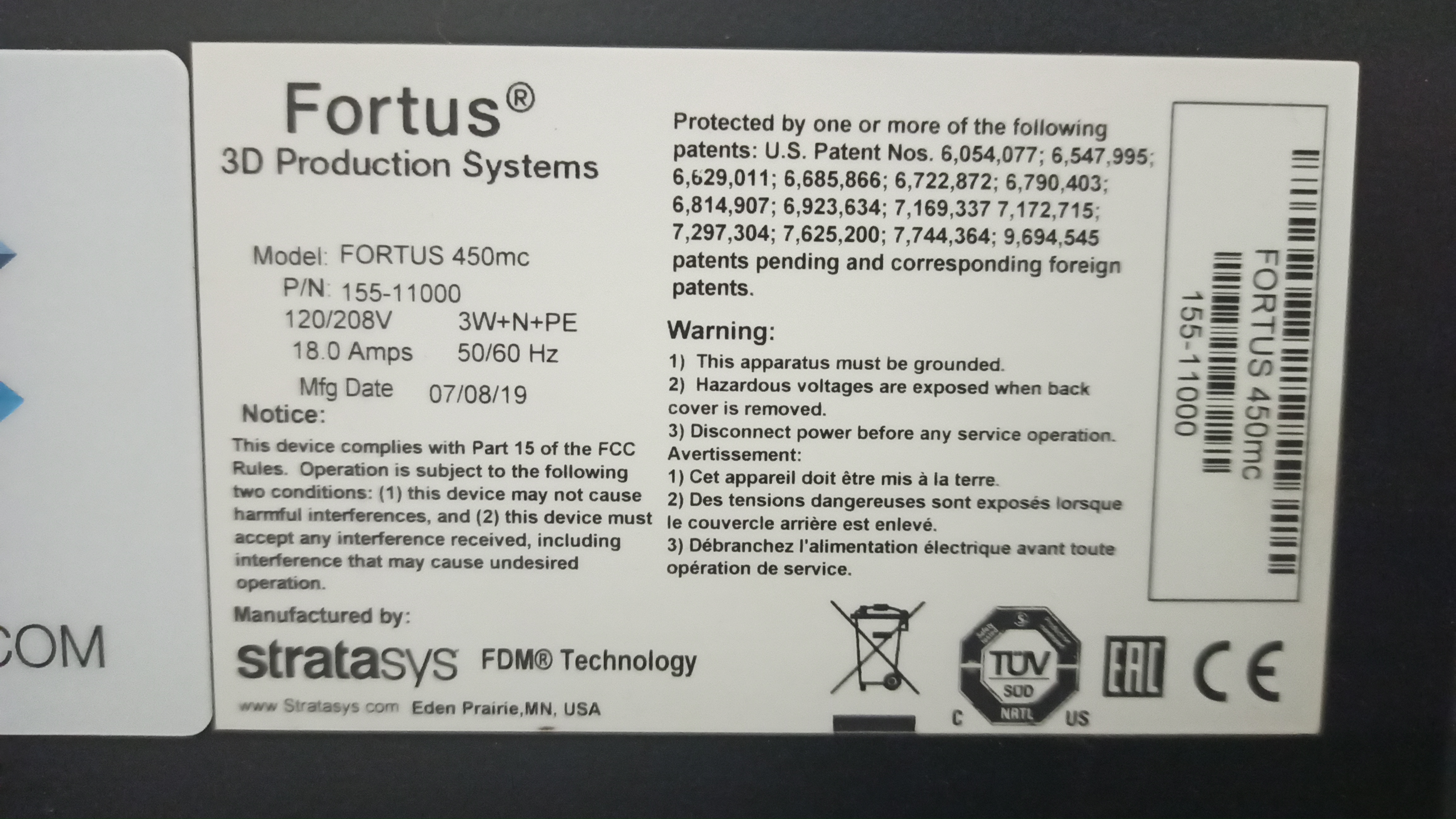 Imprimante 3D Stratasys F450 MC