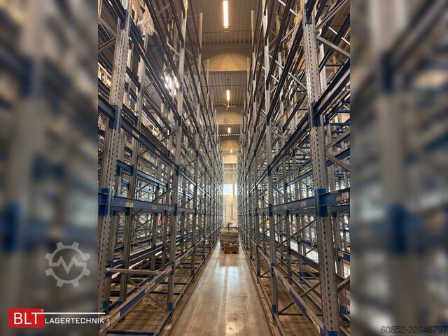 Heavy-duty rack, industrial shelving, high-bay rack SSI Schäfer PR600 – 14,10 lfm, Höhe 4,9m Boden + 2 Ebenen | Fachlast bis 3500 kg