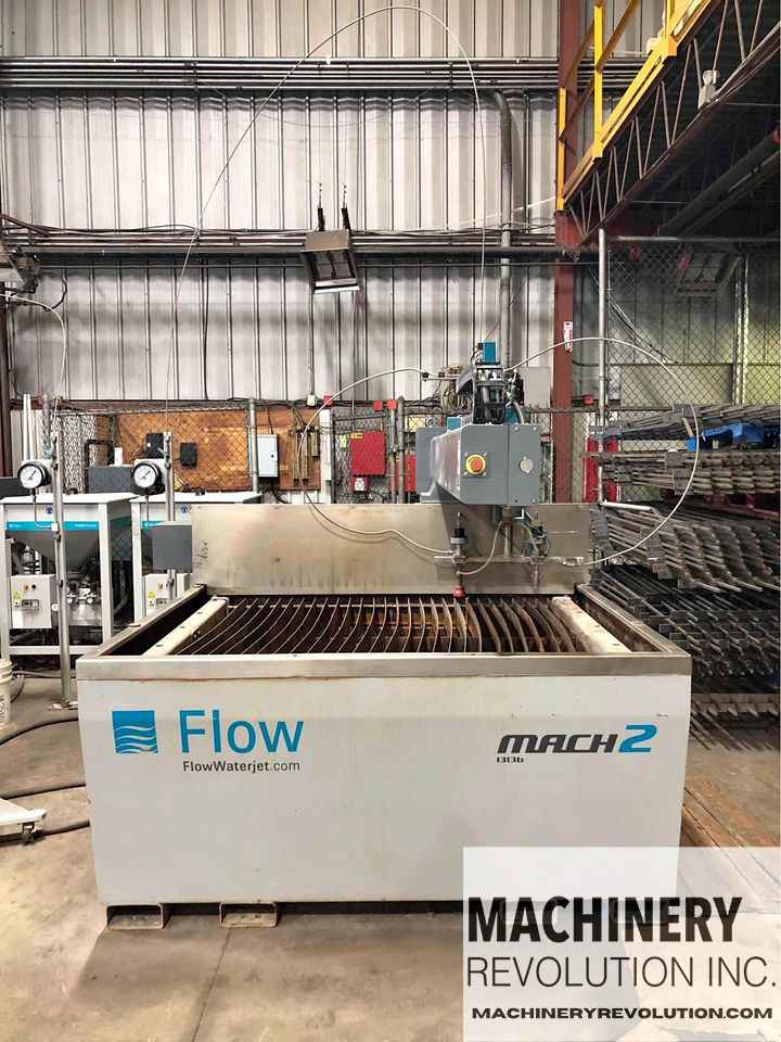 2018 FLOW Mach 2 1313 60,000PSI 4' x 4' Tête Double CNC Jet d'eau Double Alimentation Trémie Abrasive