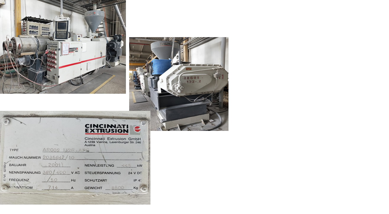 Ligne d'extrusion Cincinnati -Tecnomatic-Sıca Extruder-vacuum tank-haul off-Cutting - Belling
