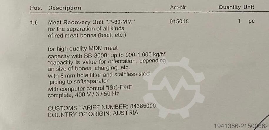 Meat processing machine Inject Star P-60-MM
