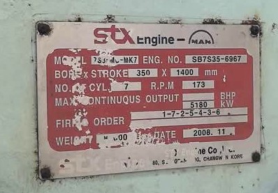 Moteur de propulsion marine MAN S35MC-MK7 inutilisé