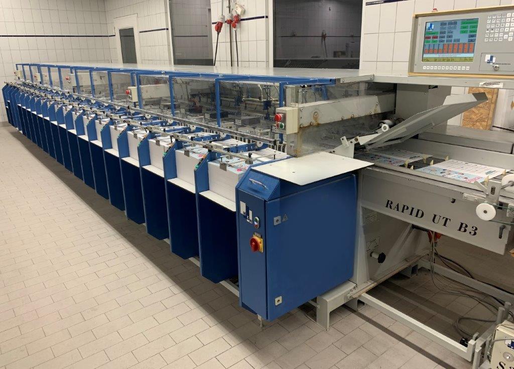 MKW UT d'occasion avec 20 stations d'assemblage et unité d'agrafage / de pliage / de coupe SFT 350 et unité de coupe Head-foot T 20