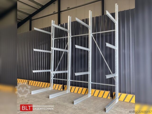 Cantilever rack ca. 4,02 lfm. Kragarmregal H: 416 cm T: 137 cm , 500kg/Arm , 4 Lagerebenen