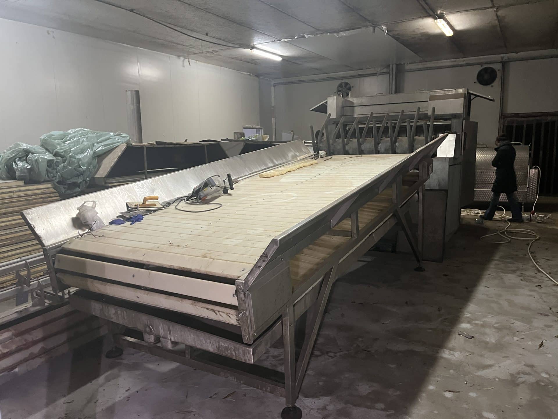 Convoyeur de saignée de porc Hubert Haas, machine de transformation des aliments Hubert Haas