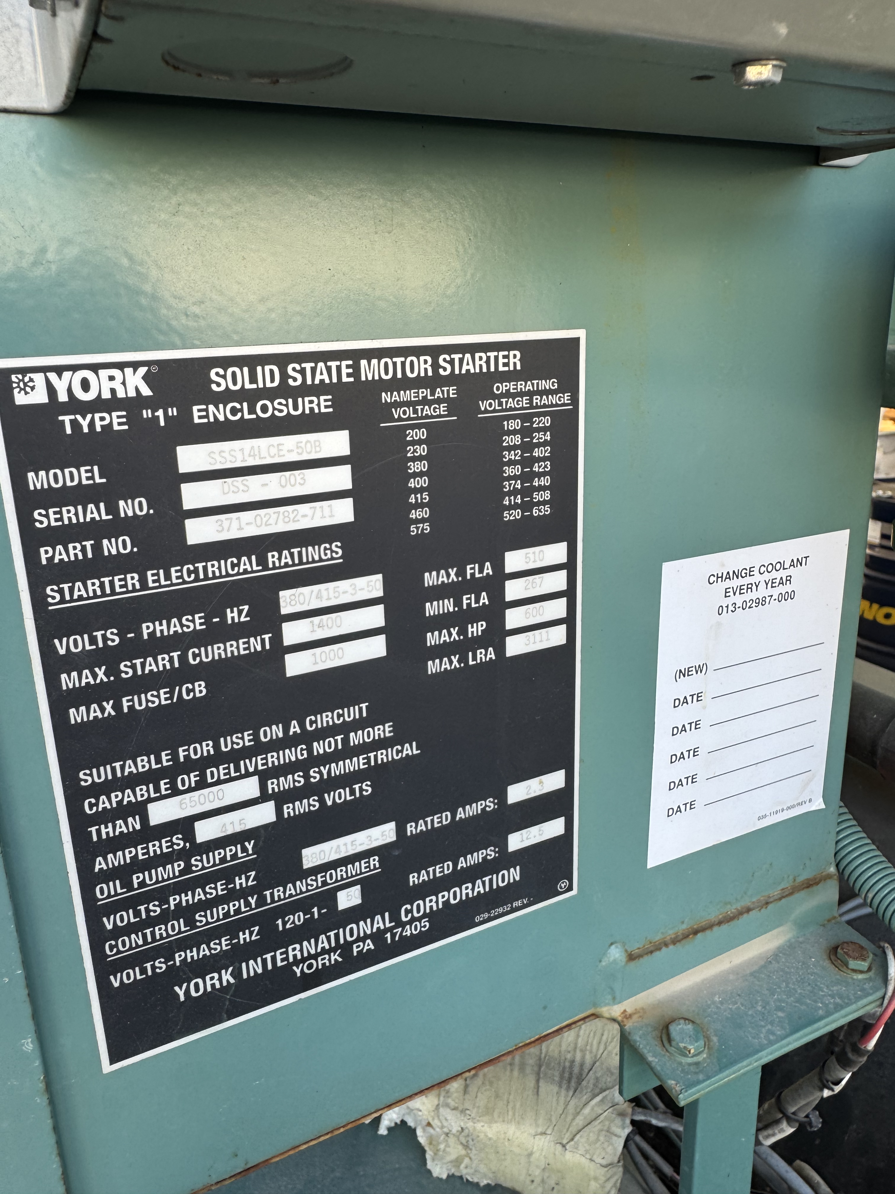 Refroidisseur York YNSASDS4SCKB