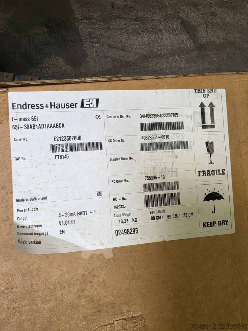 Switchgear and switchboard Endress+Hauser Proline T-Mass Flow Meter
