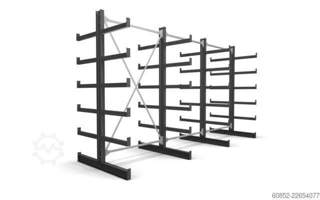 Cantilever rack 3,91 lfm. Kragarmregal doppelseitig Langgutregal 200 cm Hoch