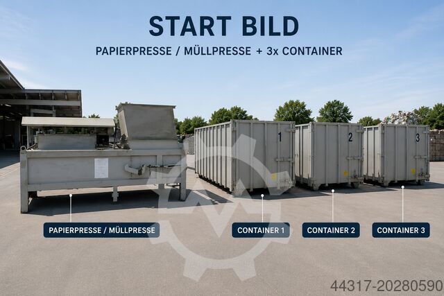 Paper baler / Waste baler + 3x container Kampwerth SHD 1600