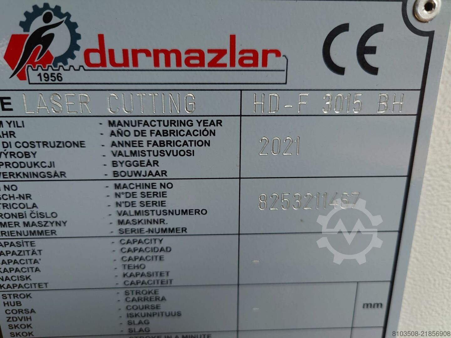 Laser cutting machine DURMA HD-F 3015 BH
