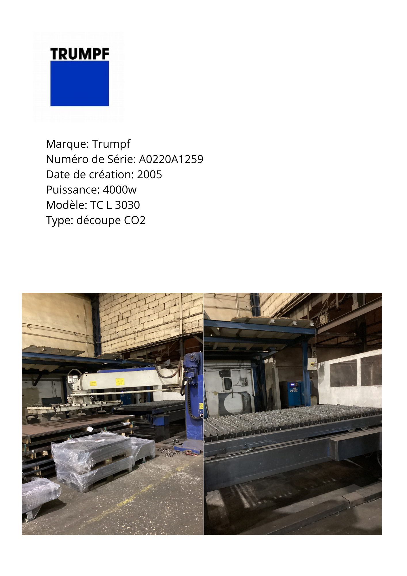 Machine de découpe laser trumpf TC L 3030 Hot deal