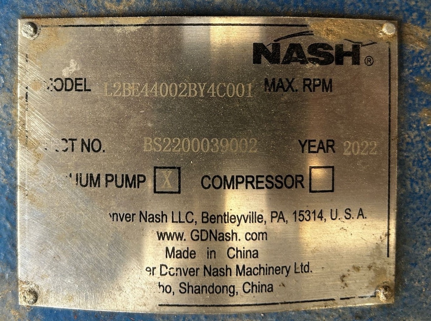 Pompe industrielle Nash L2 BE 4400 2BY