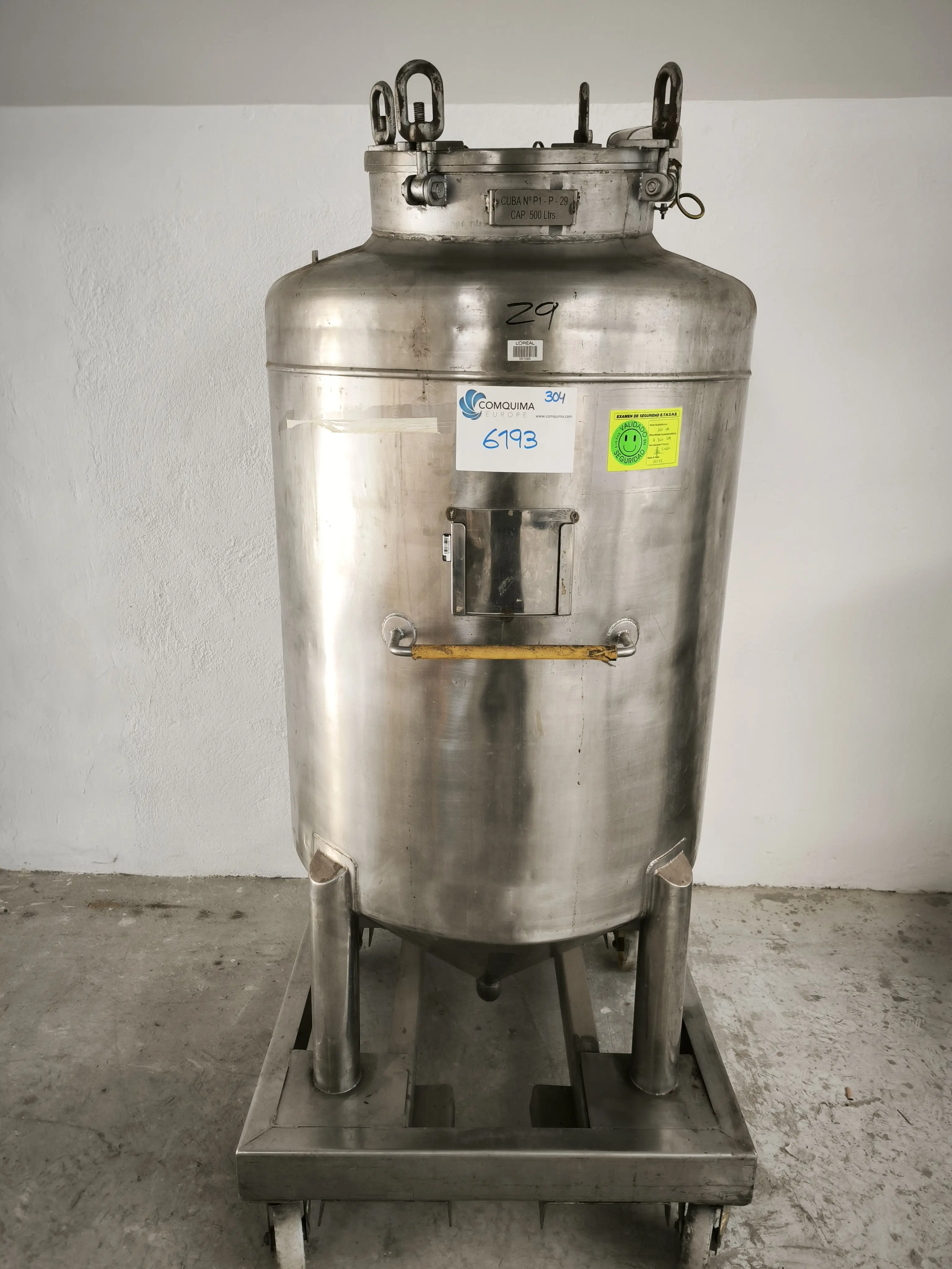 CUVE EN ACIER INOXYDABLE 400 LITRES D'OCCASION