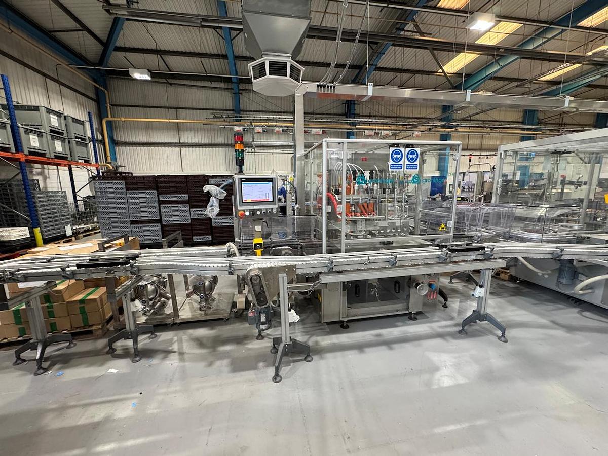 Ligne complète de remplissage liquides et crèmes Groninger DVF 4005 + MCS 202L + OPTIMA CMF d'occasion